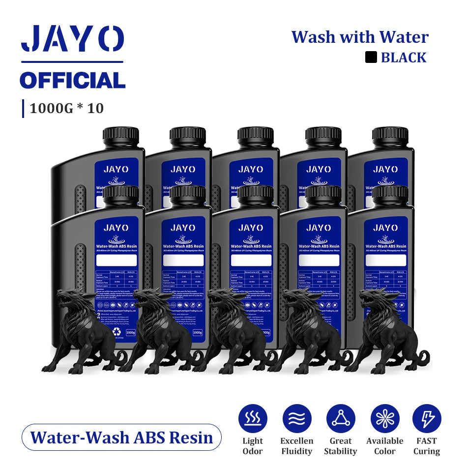 JAYO Water Wash 405nm UV Resin 10kg ABS Like 3D Printer Resin 405nm UV Standard Rapid Photopolymer Resin for LCD/DLP/SLA