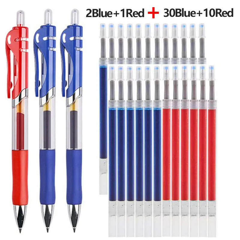 43 PCS Gel Pens & Refills Set Black/red/blue ink 0.5 mm