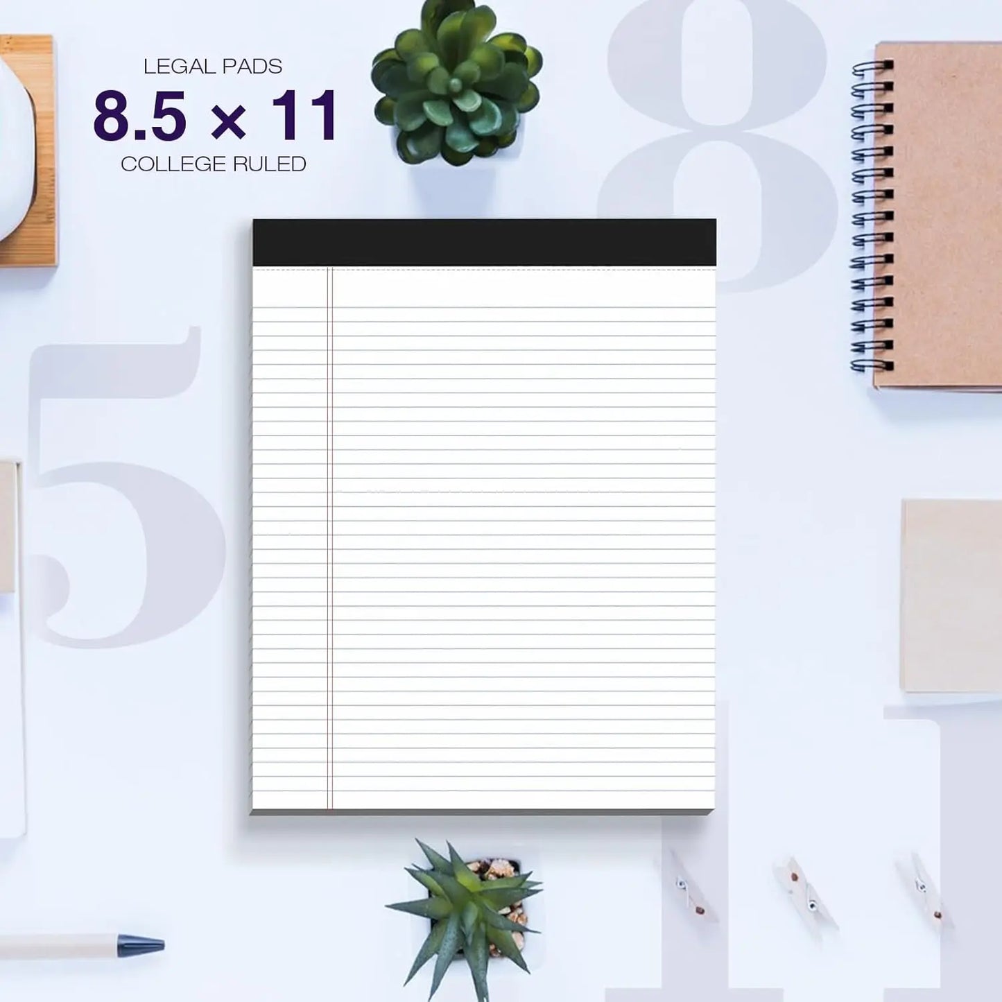 12-Pack Legal Pads 8.5x11 College Ruled 600 Sheets