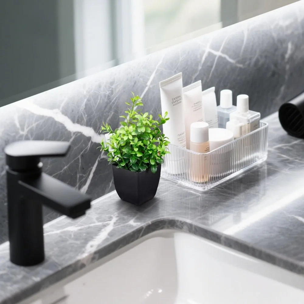 4 Pack Black Mini Artificial Greenery Potted Plants