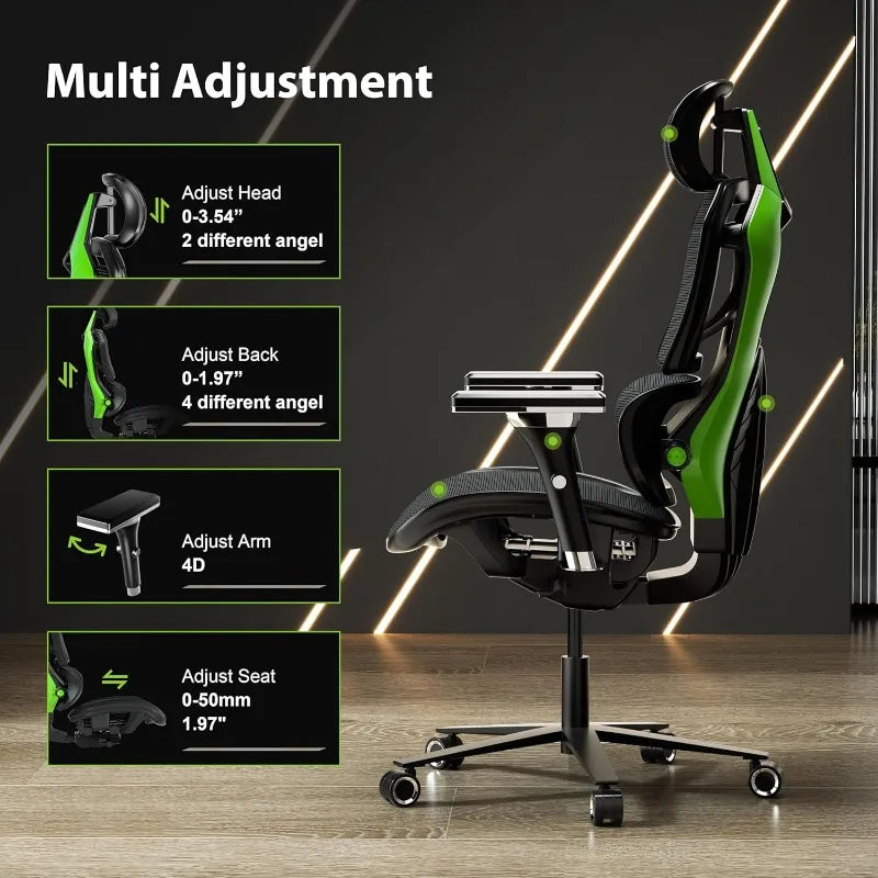 Mesh Gaming Desk Chair with Adjustable Lumbar Support