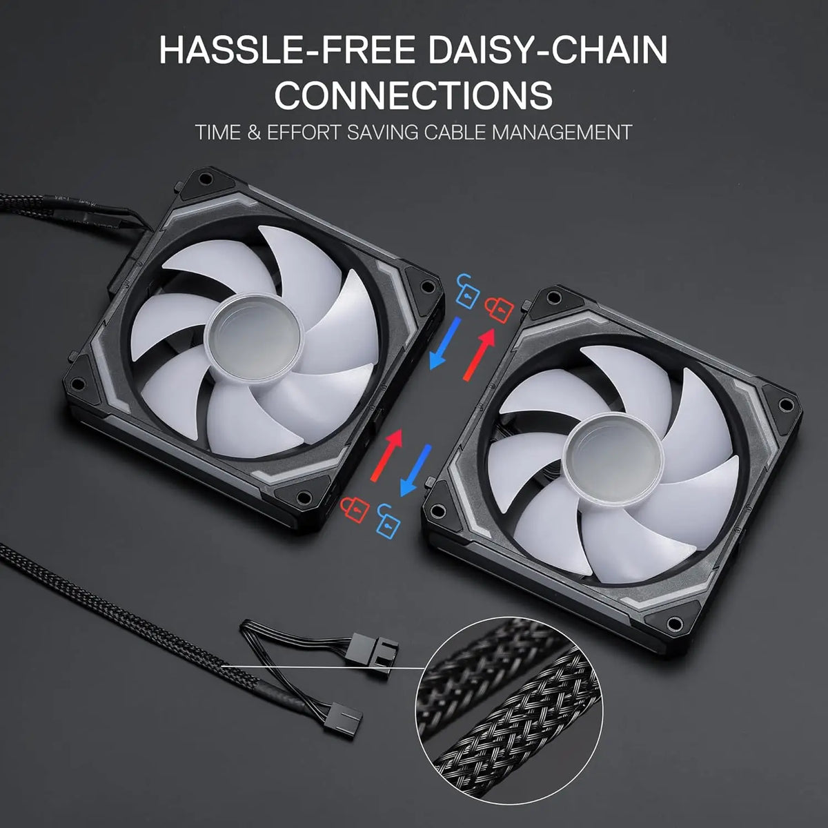 Redragon GCF012 Standard 120mm PC Case Fan,5V 3Pin ARGB Lighting 4 Pin PWM