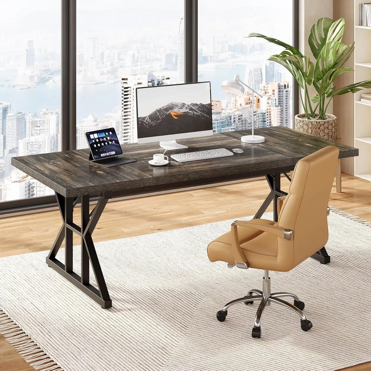 LITTLE TREE 70.8-Inch Office Desk, Executive Office Desk