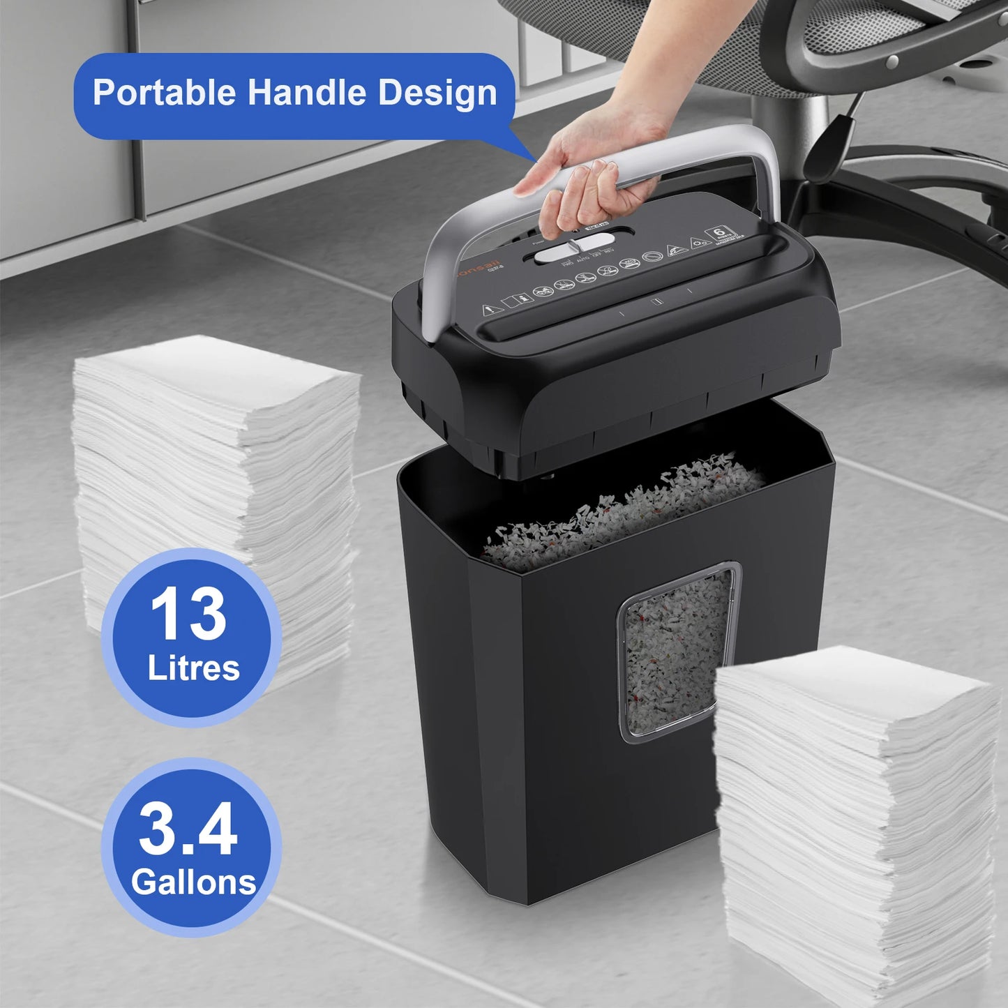 Bonsaii 6-Sheet Cross Cut Paper Shredder Home Office Use