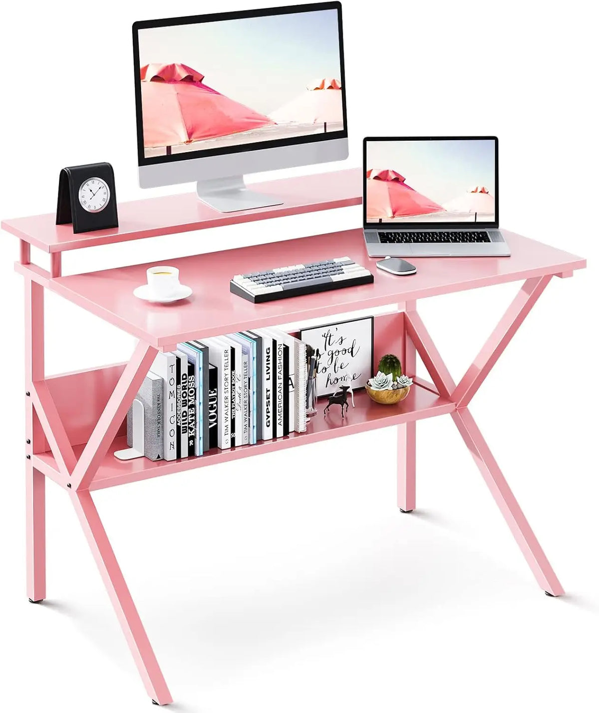 Casaottima 40 Inch White L Shaped Desk, 4 Drawers Reversible