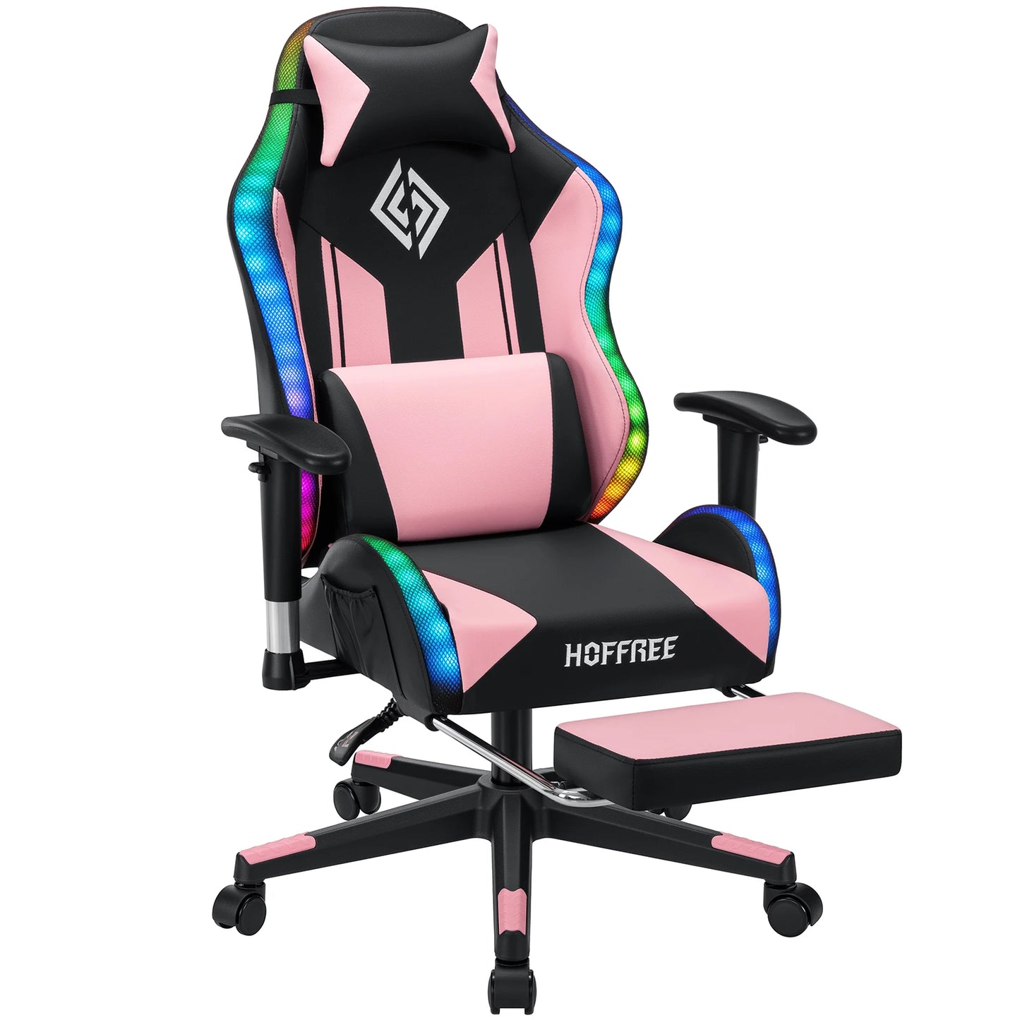 Adjustable Gamer Chair with LED Lighting, Footrest & Lumbar Support