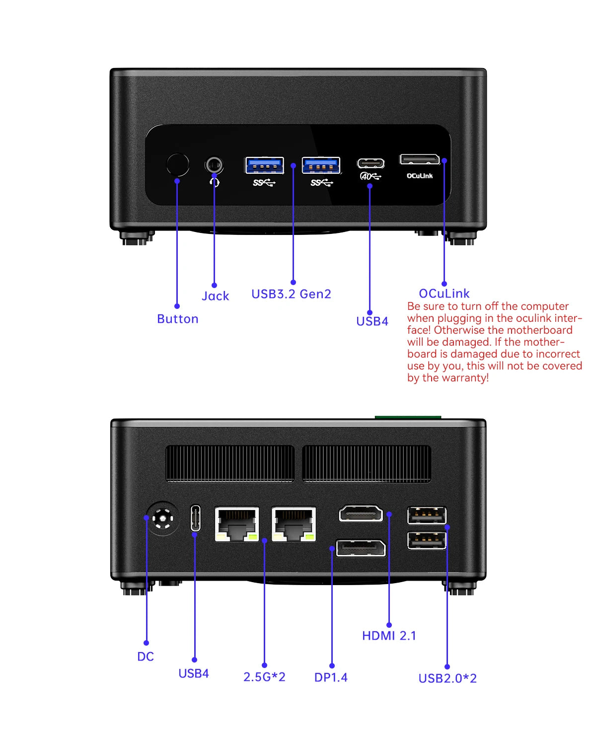 AOOSTAR GEM12+ Mini PC Barebone, AMD Ryzen 7 8845HS, Dual USB4 Port