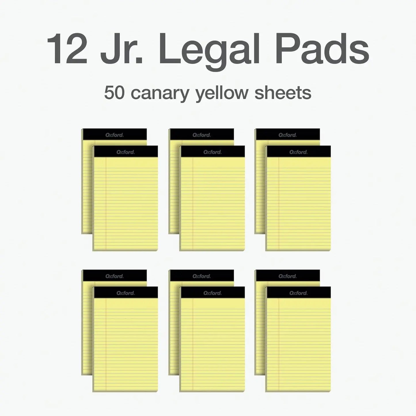 12-Pack Junior Legal Notepads, 5x8 Inches, Canary Yellow Paper