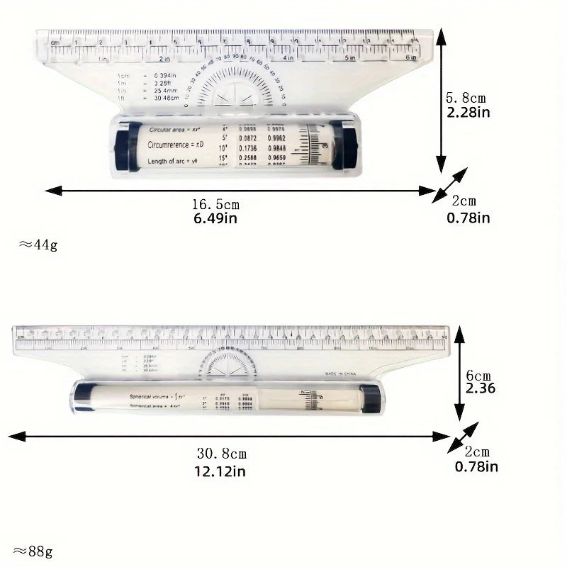 2Pcs Plastic Ruler Drawing Roller Ruler Multi-functional