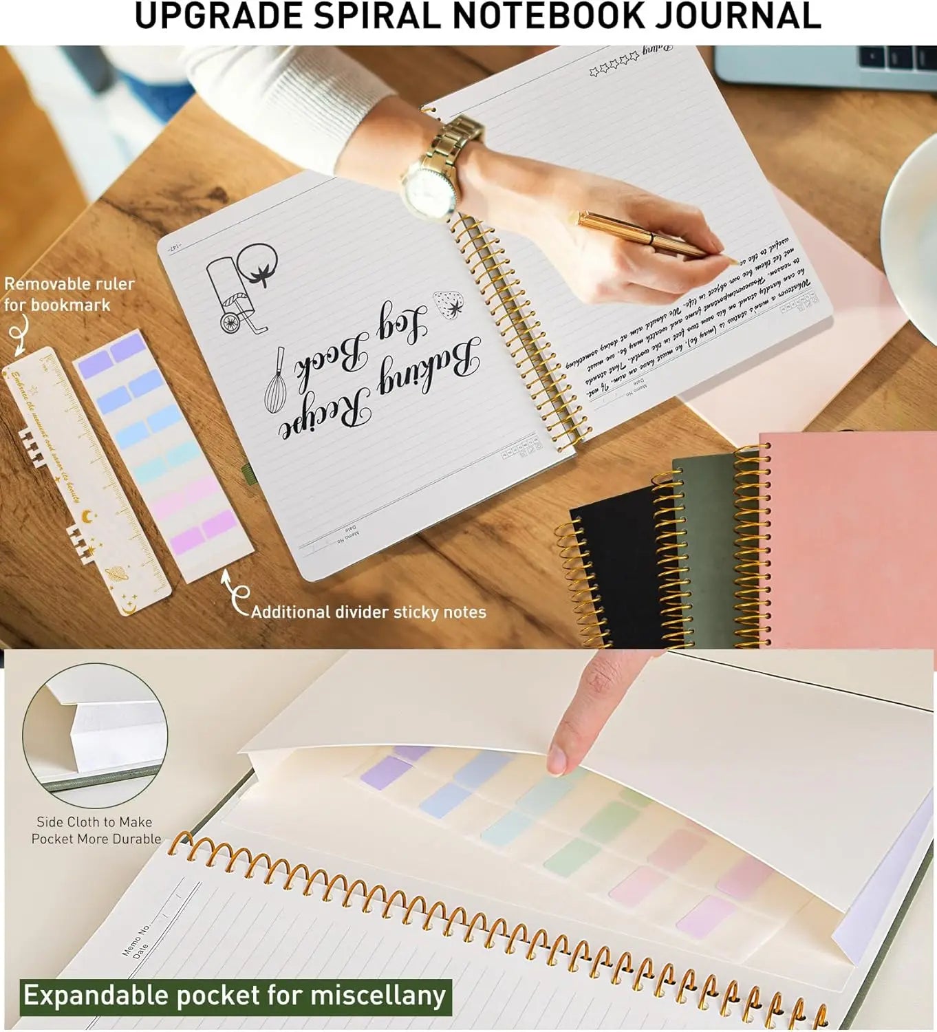 A4 Spiral Notebook, 8.5x11 Inches, 256 Pages Hardcover