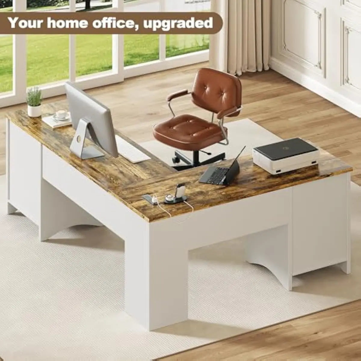 Spacious L shaped workstation designed for modern home offices