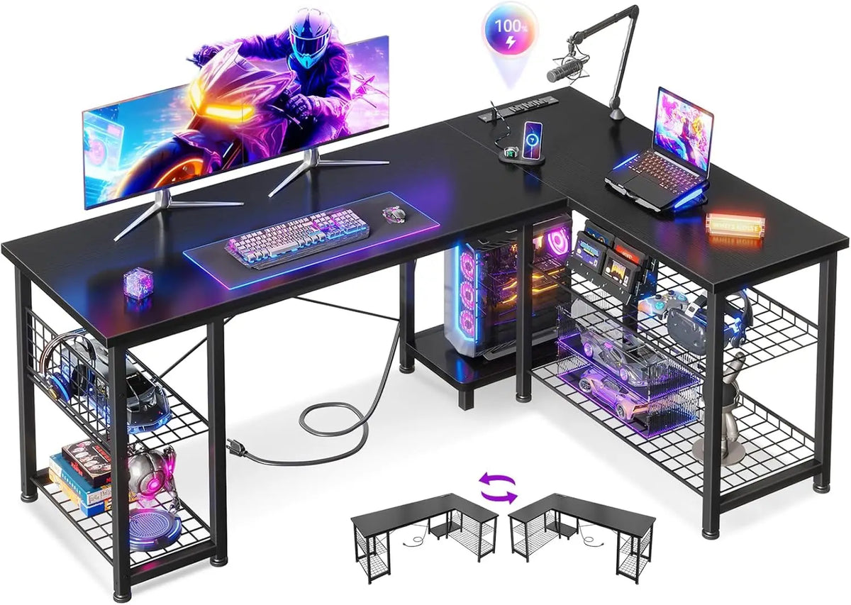Casaottima Reversible 51" L Shaped Gaming Desk