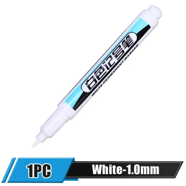 5/1Pcs Oily White Marker Pen Permanent, 0.7mm 1mm 2.5mm