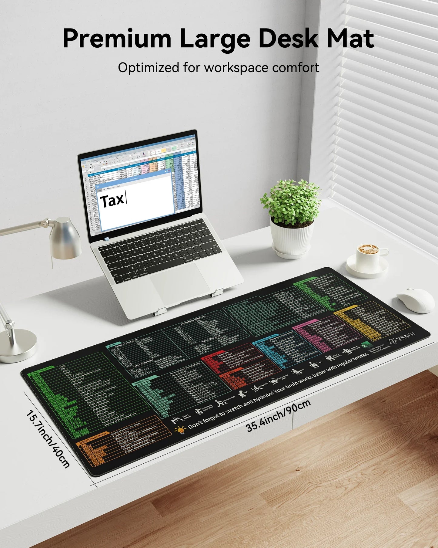 Excel Cheat Sheet Desk pad—XL Mouse pad with excel Shortcuts