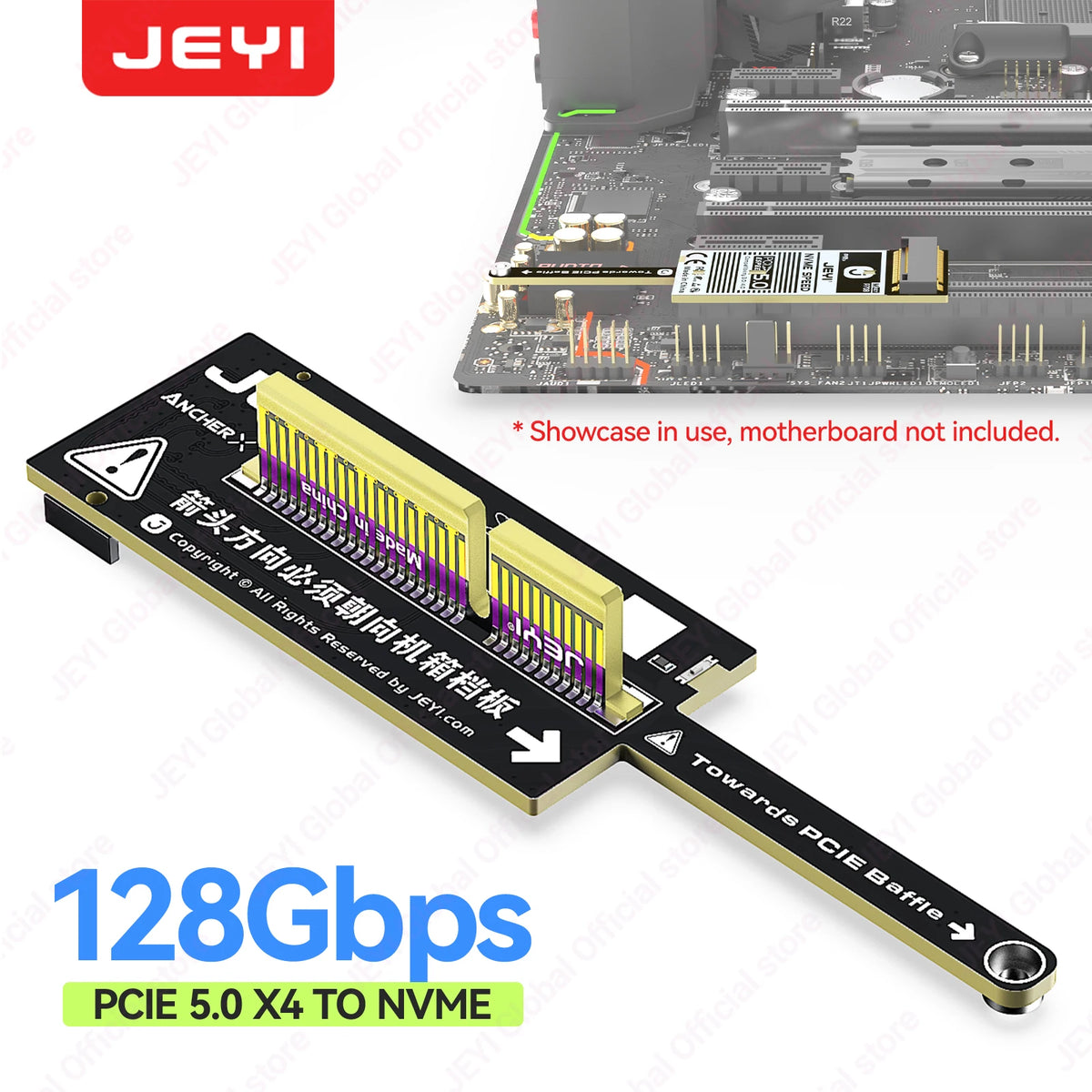JEYI Mini Flat PCIe 5.0 to NVMe Adapter Card Backward Compatible