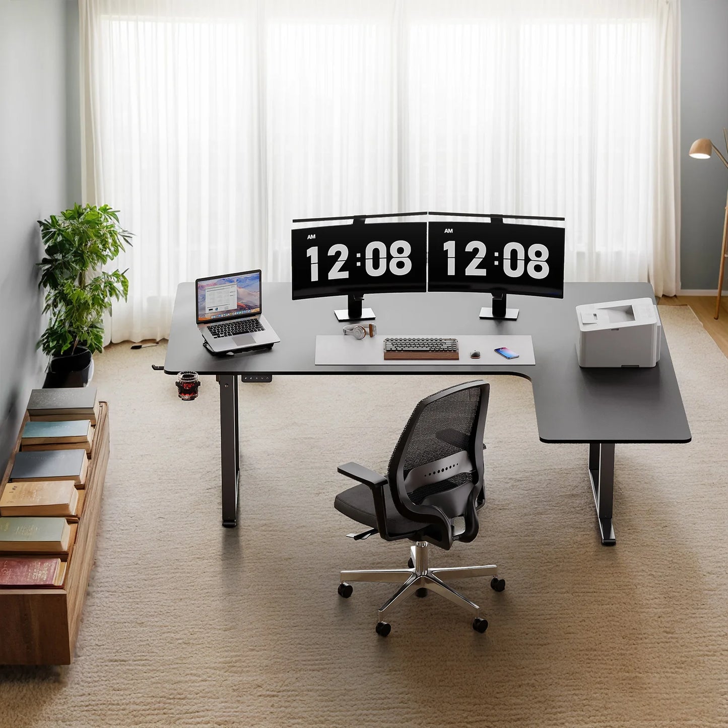 L Shaped Standing Desk, 63/71x43 Inches with Adjustable Height