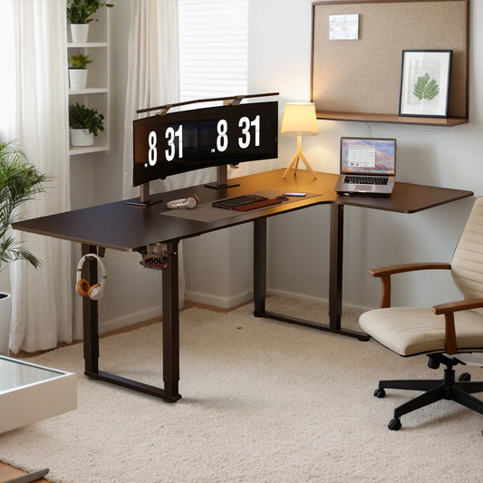 L Shaped Standing Desk, 63/71x43 Inches with Adjustable Height