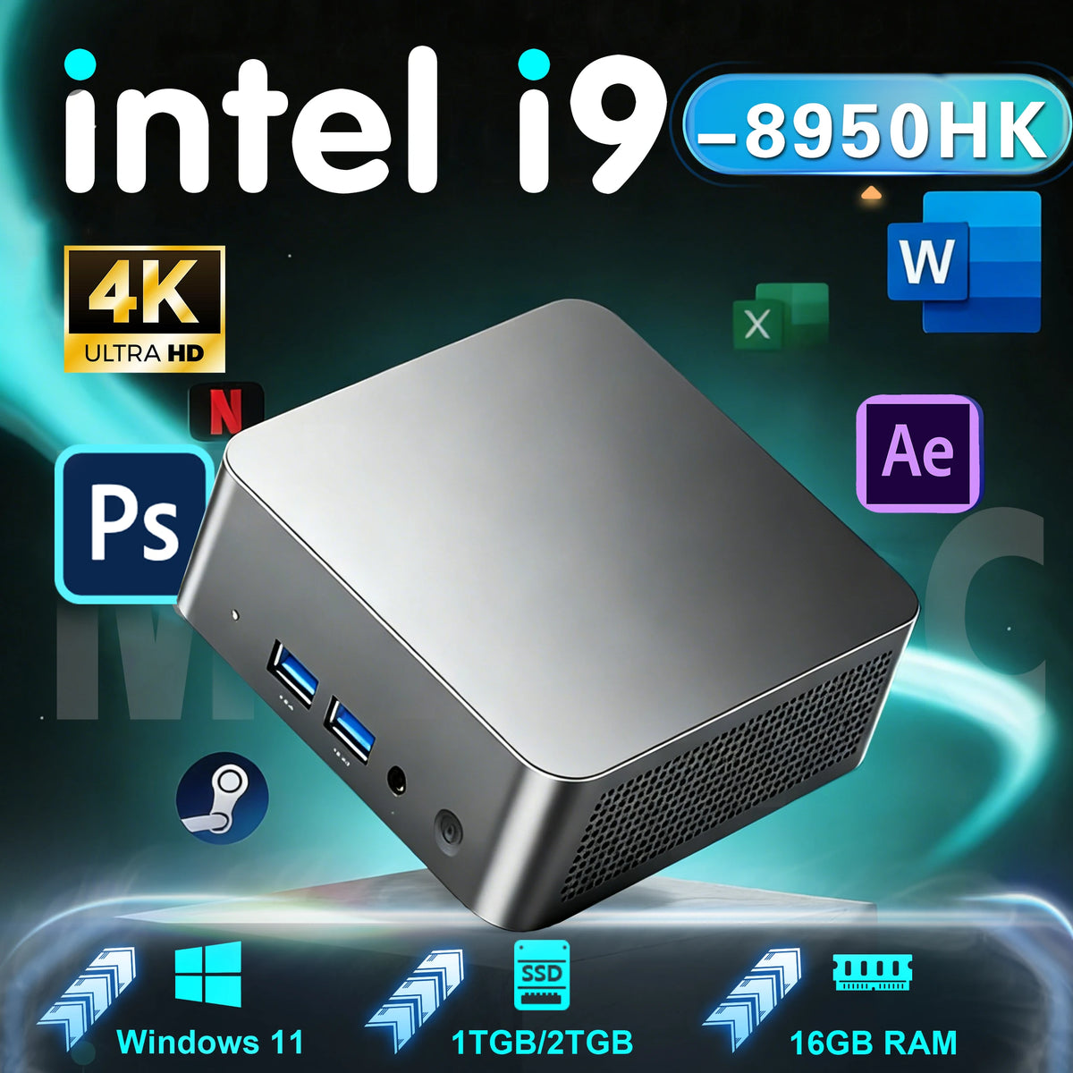 2026 New game Mini PC Intel i9 8950HK i3-6100 Windows 11 16GB 1/2TB 4K