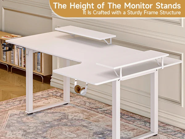 L Shaped Standing Desk, 63/71x43 Inches with Adjustable Height