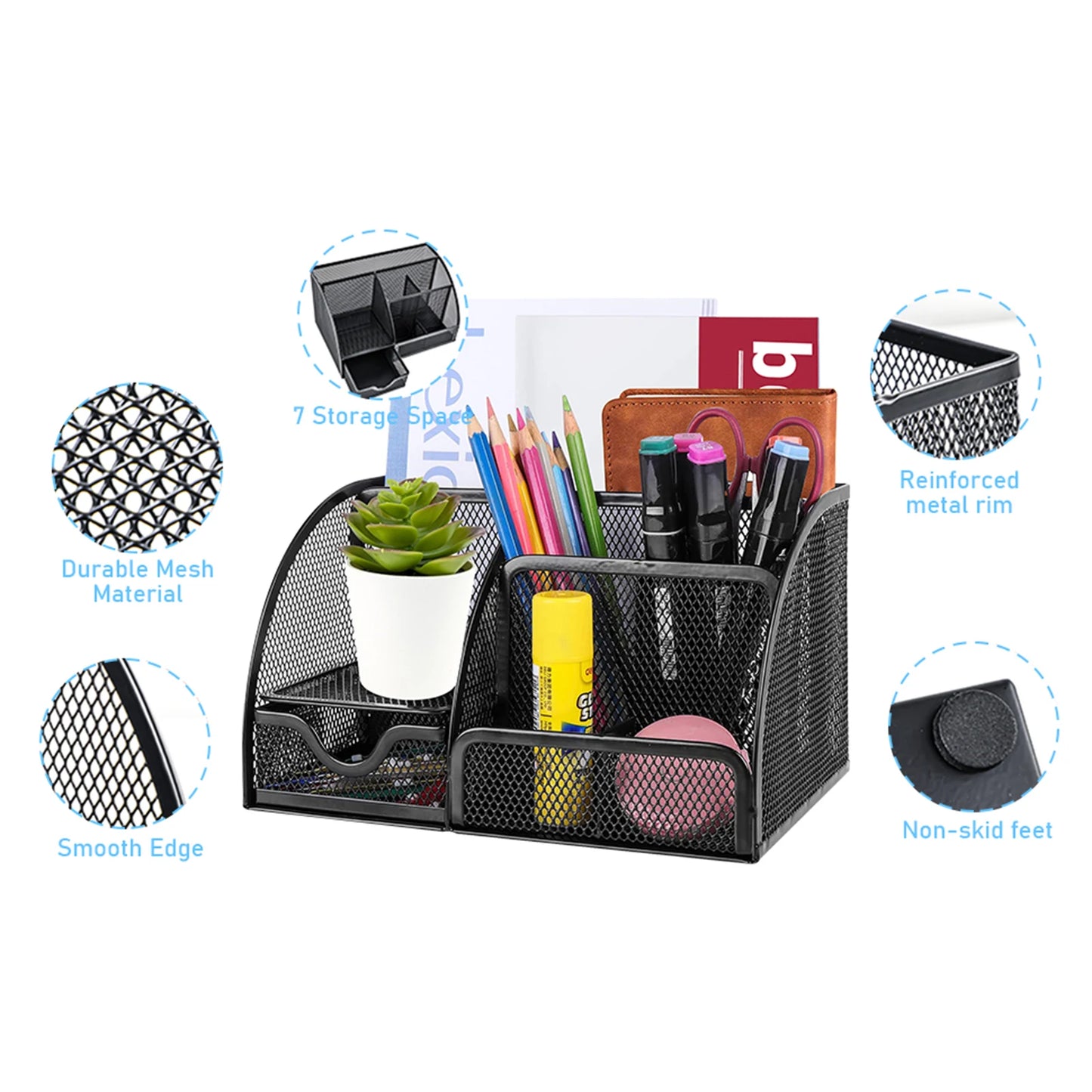 Mesh Desk Organizer with Pen Holder