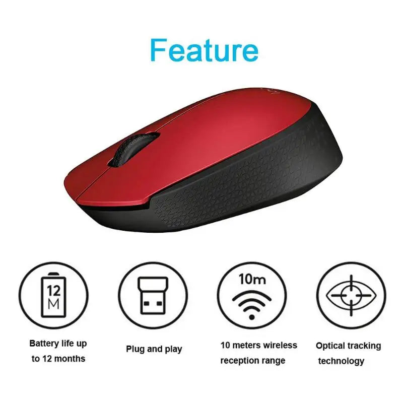 Logitech M170 Wireless Mouse 2.4GHz Optical Mouse 3 Buttons 2Ways Wheel Mice With Nano Receiver