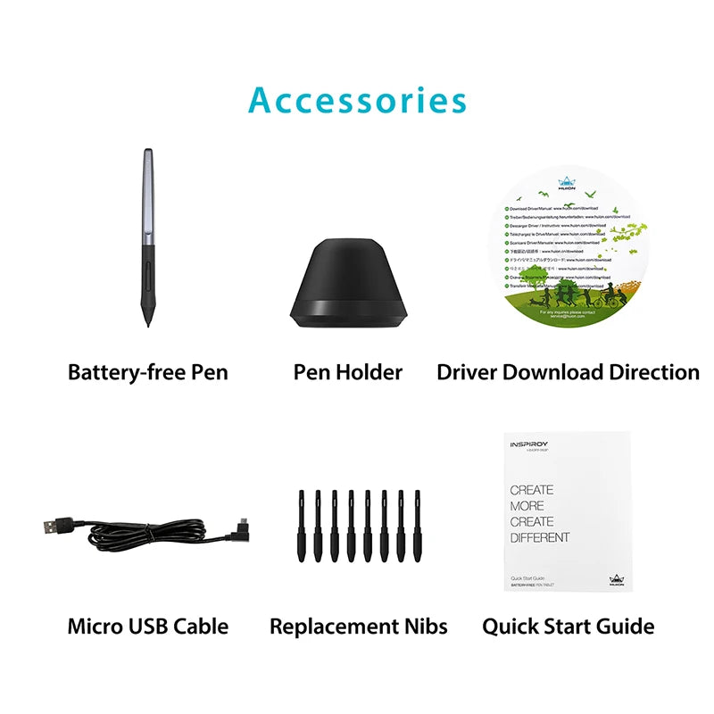 HUION H640P 6x4 inch Graphic Drawing Pen Tablet 6 Press Keys