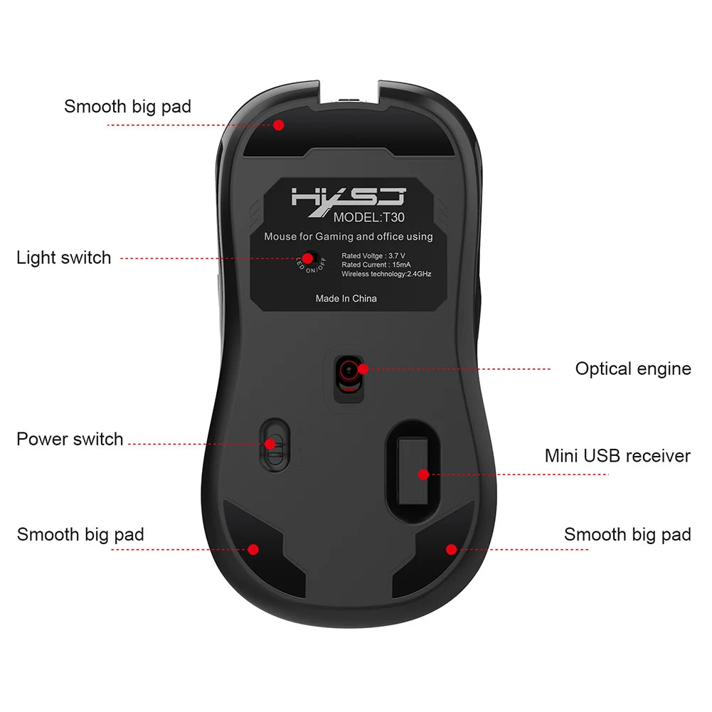 HXSJ T30 Wireless Gaming Mouse