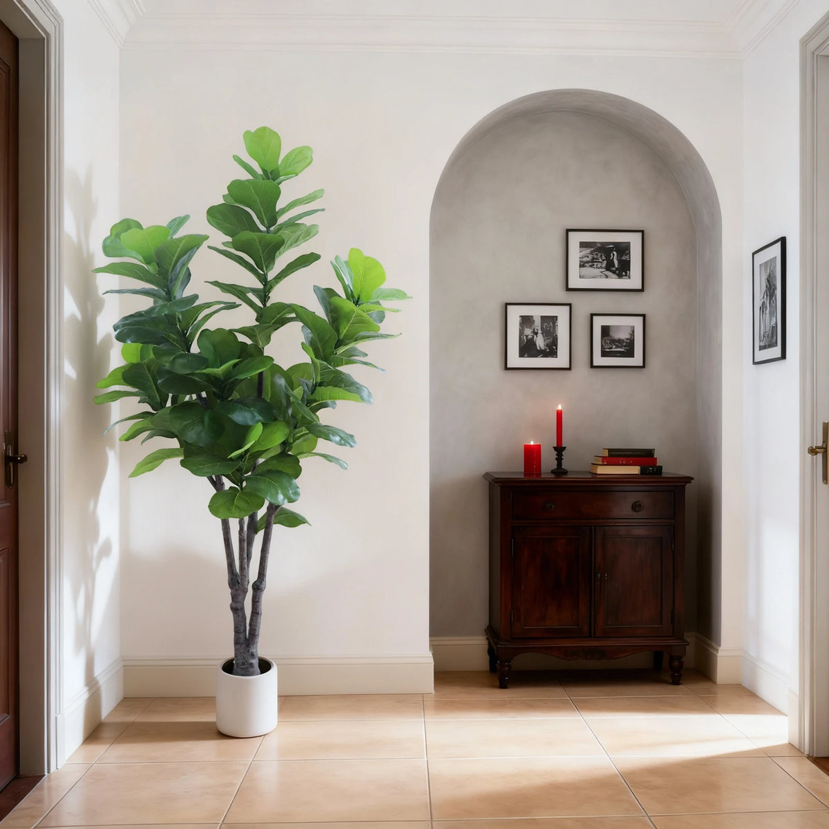 Lifelike Artificial Fiddle Leaf Fig Tree 6FT with Lifelike Leaves& Pebbles