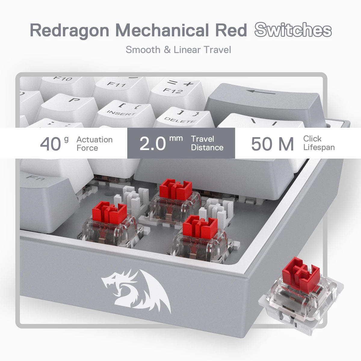 Redragon K617 Fizz 60% Wired RGB Gaming Keyboard, 61 Keys