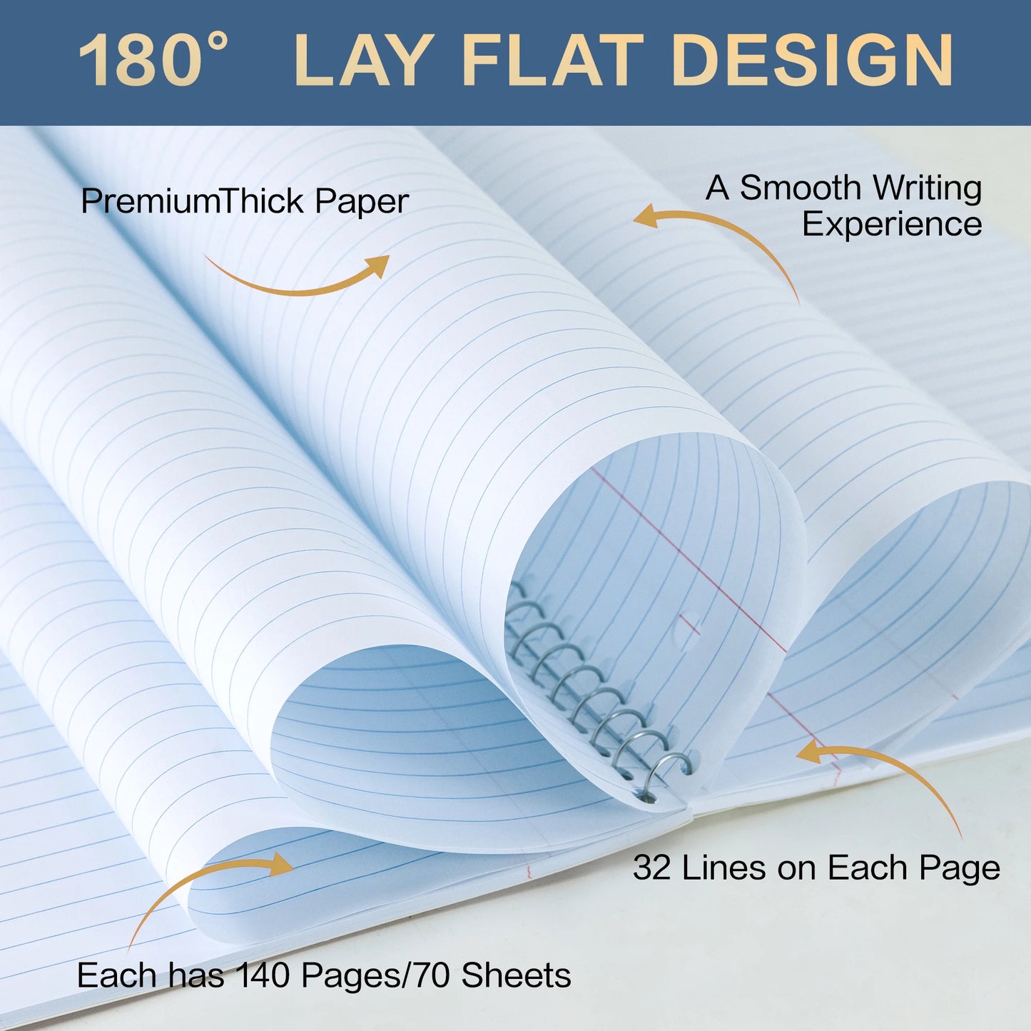 Deli Morandi Spiral Notebook 6-Pack, Thick Paper 140 Pages, 8x10.5 In