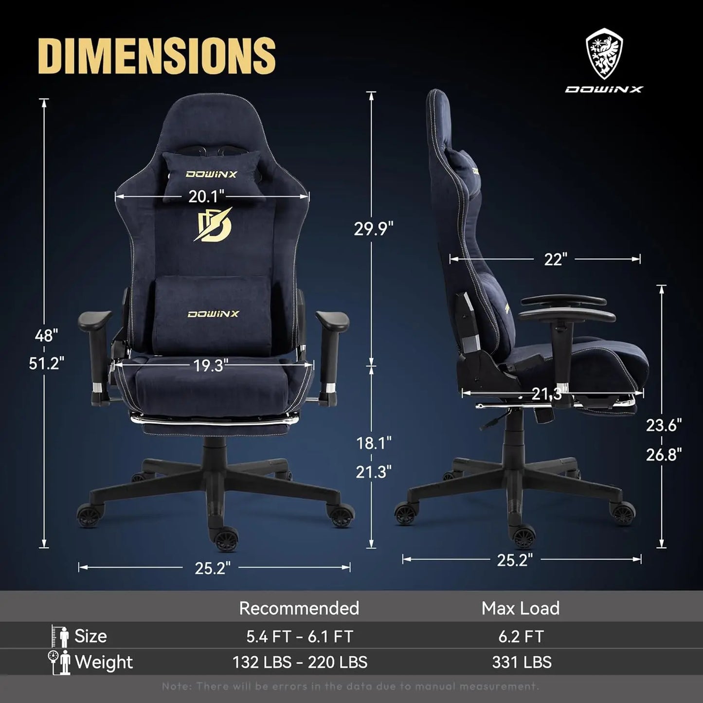 Dowinx Gaming Chair with Massage Lumbar Support