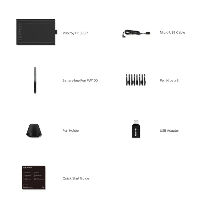 HUION Inspiroy H1060P Graphics Drawing Tablet, 12 Customizable Hot Keys