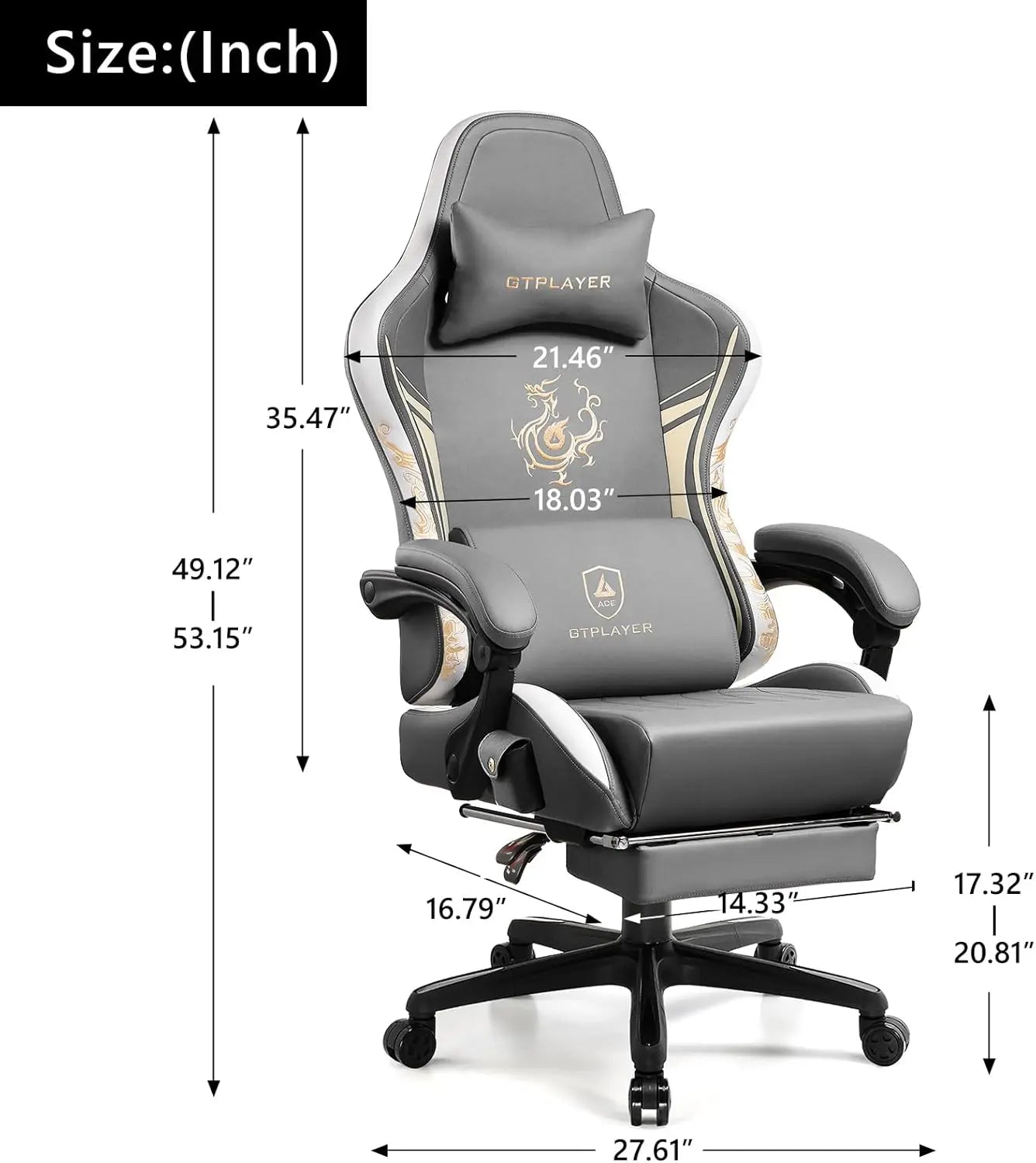 Gaming Chair with Bluetooth Speakers and Footrest