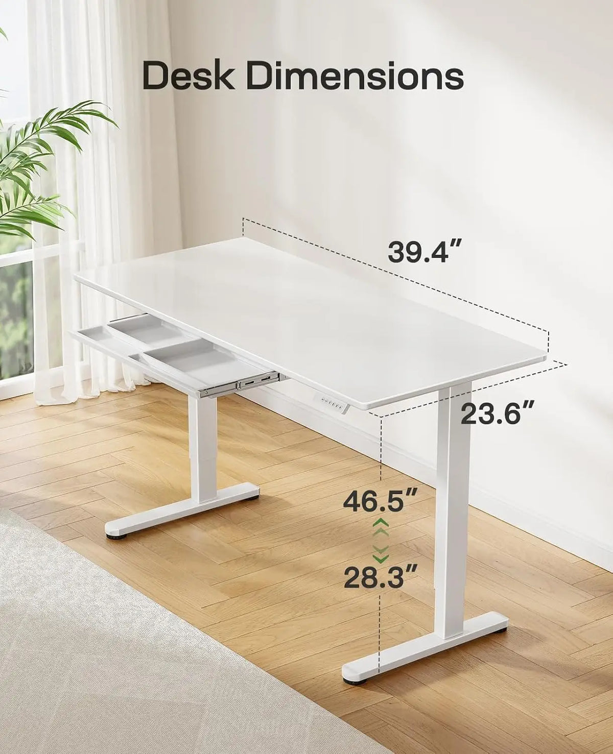 Glass Standing Desk with Drawer 58 X 28 Adjustable Height