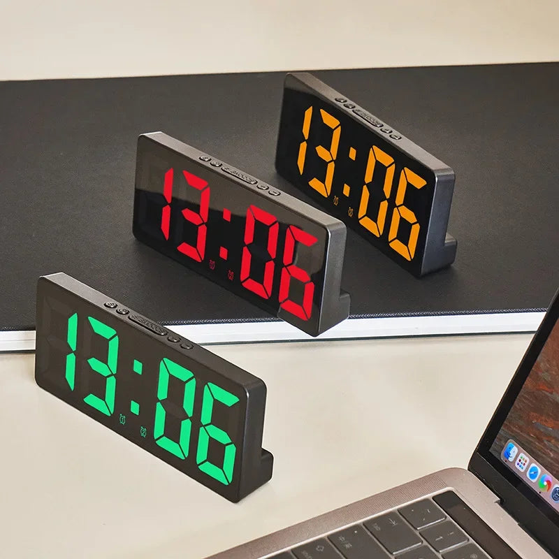 Acrylic/Mirror Digital Alarm Clock 12/24H Electronic LED Clock