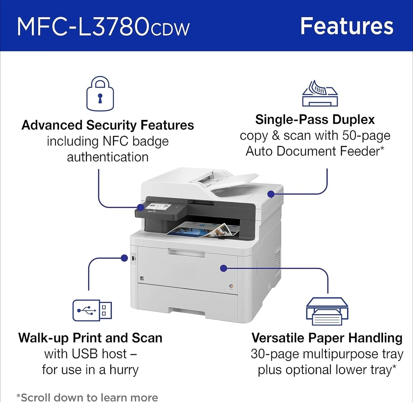 MFC-L3780CDW Wireless Digital Color All-in-One Printer