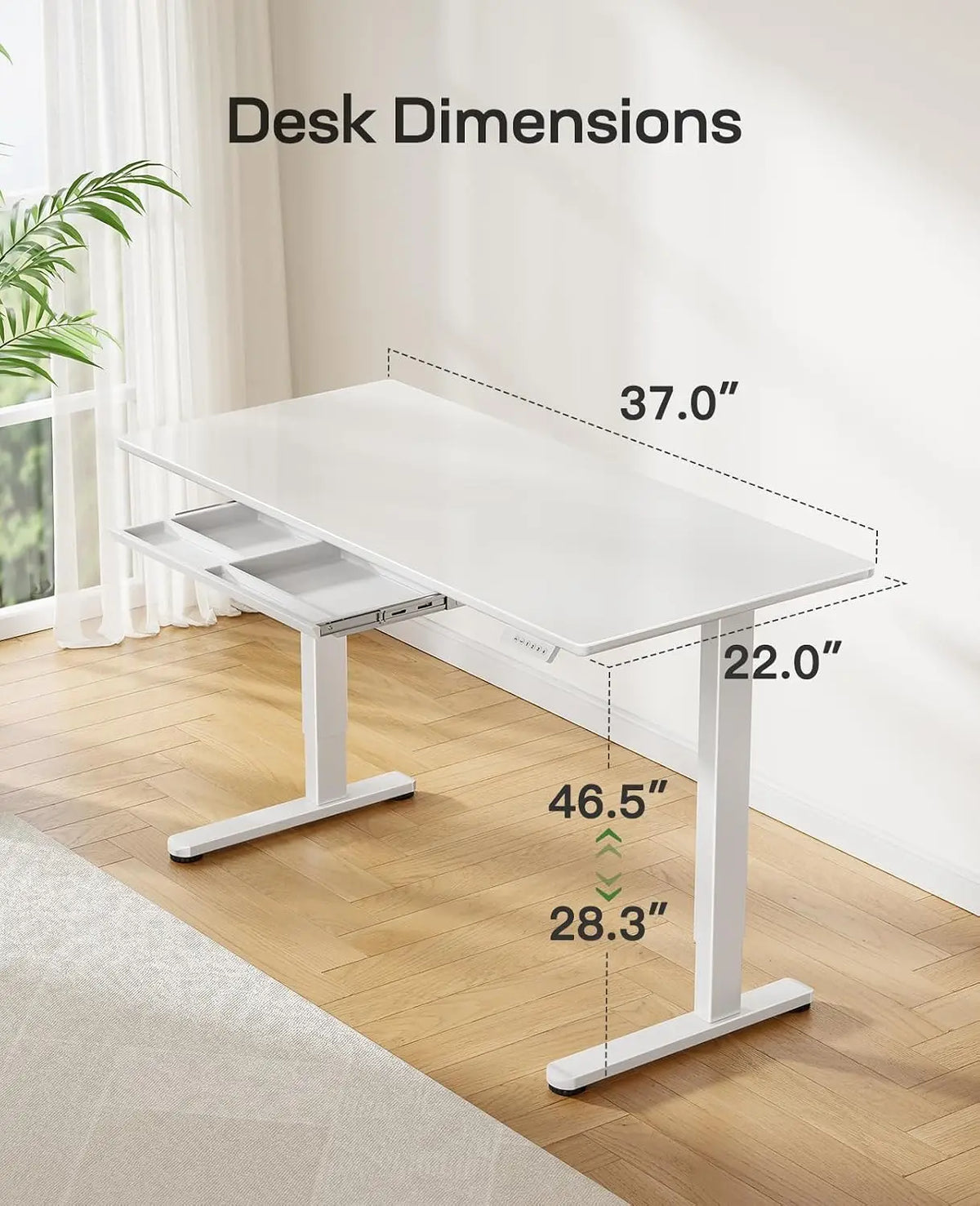 Glass Standing Desk with Drawer 58 X 28 Adjustable Height