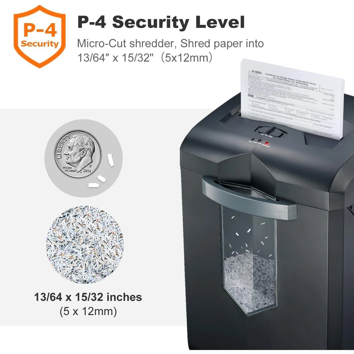 Bonsaii 16-Sheet Heavy Duty Paper Shredder, P-4 Level with 6-Gal Pullout Bin