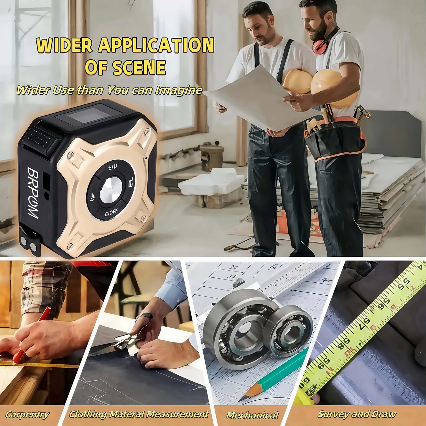 50m Laser 5m Steel Tape Measure - Digital Display Hook Loop 1PC