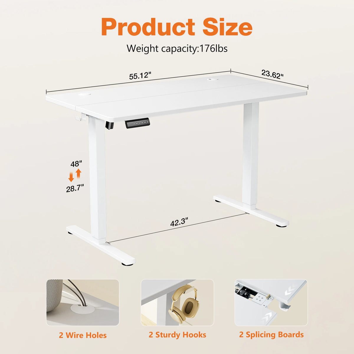 JHK  Ergonomic Electric Standing Desk Height Adjustable