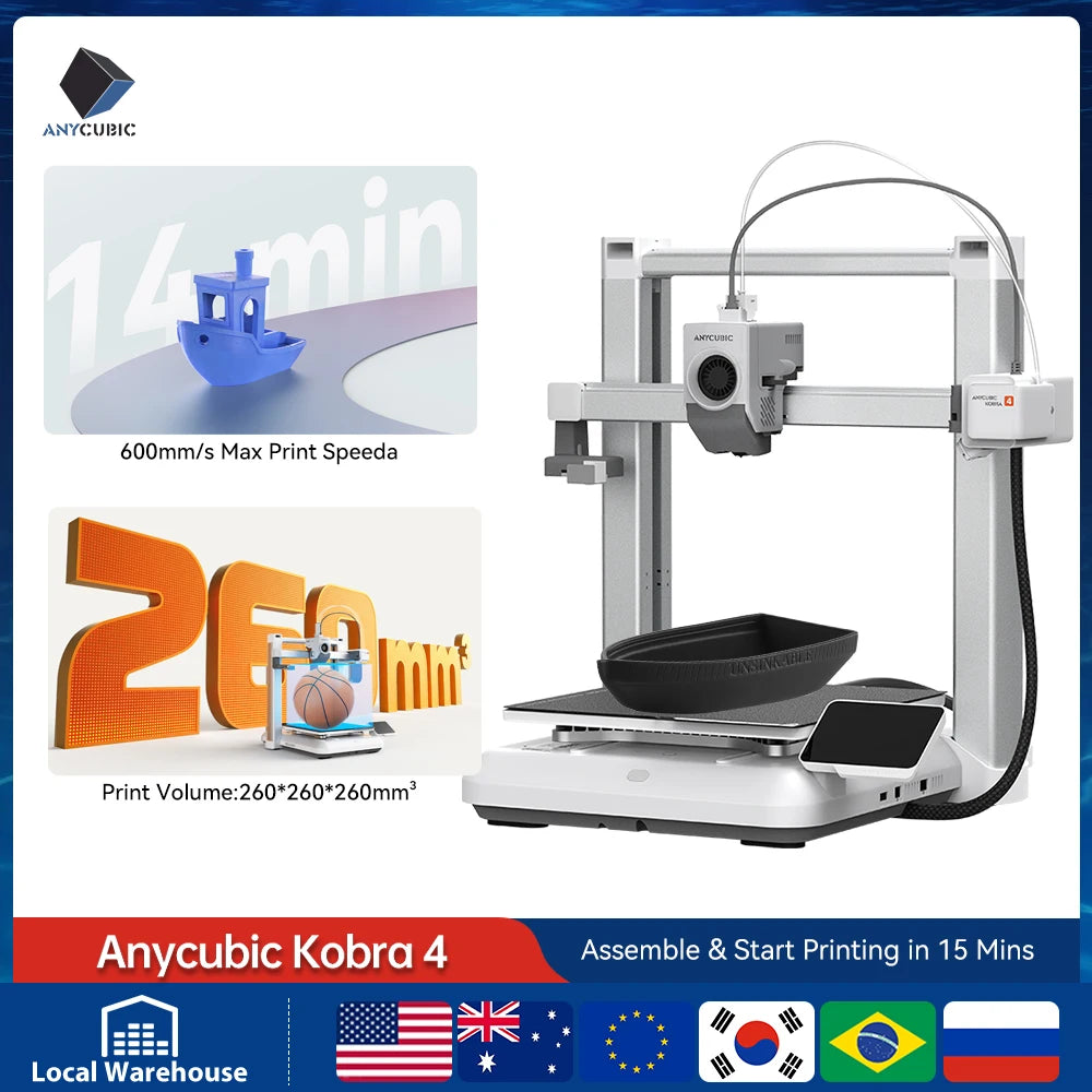 ANYCUBIC Kobra 4/Kobra 4 Combo FDM MultiColor Print Max 600mm/s