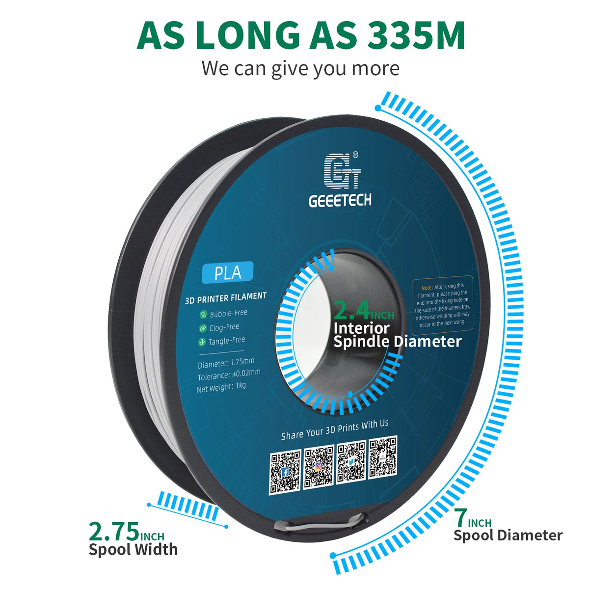Geeetech 5Kg Standard PLA Filament 1.75mm, Multiple Colour