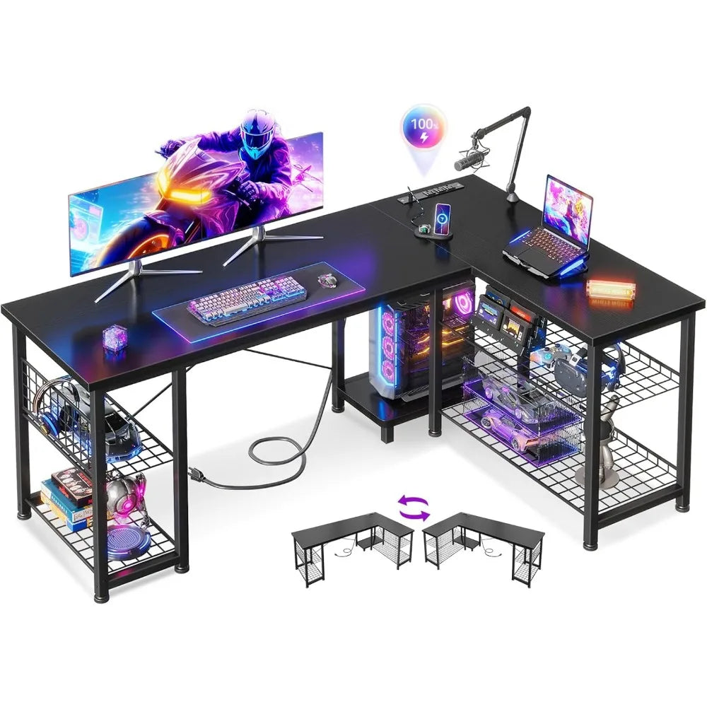 Casaottima Reversible 51" L Shaped Gaming Desk