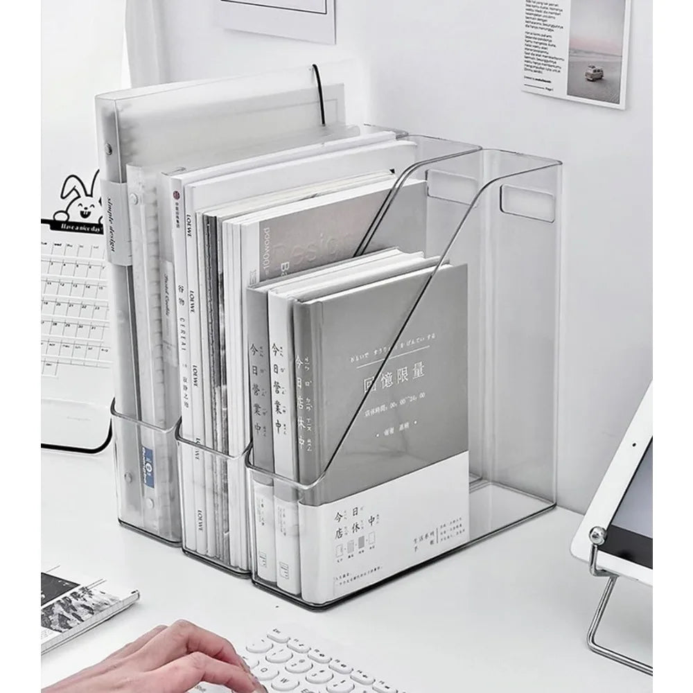 4-Piece Clear Acrylic File and Magazine Storage Rack