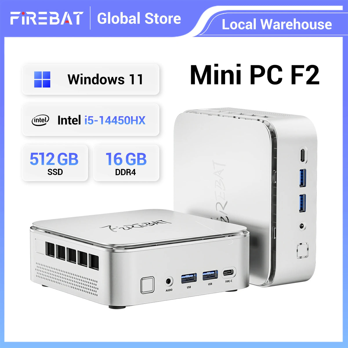 Firebat F2 Mini Pc Intel I5 14450Hx Ddr4 16Gb Ram 512Gb Ssd Windows 11