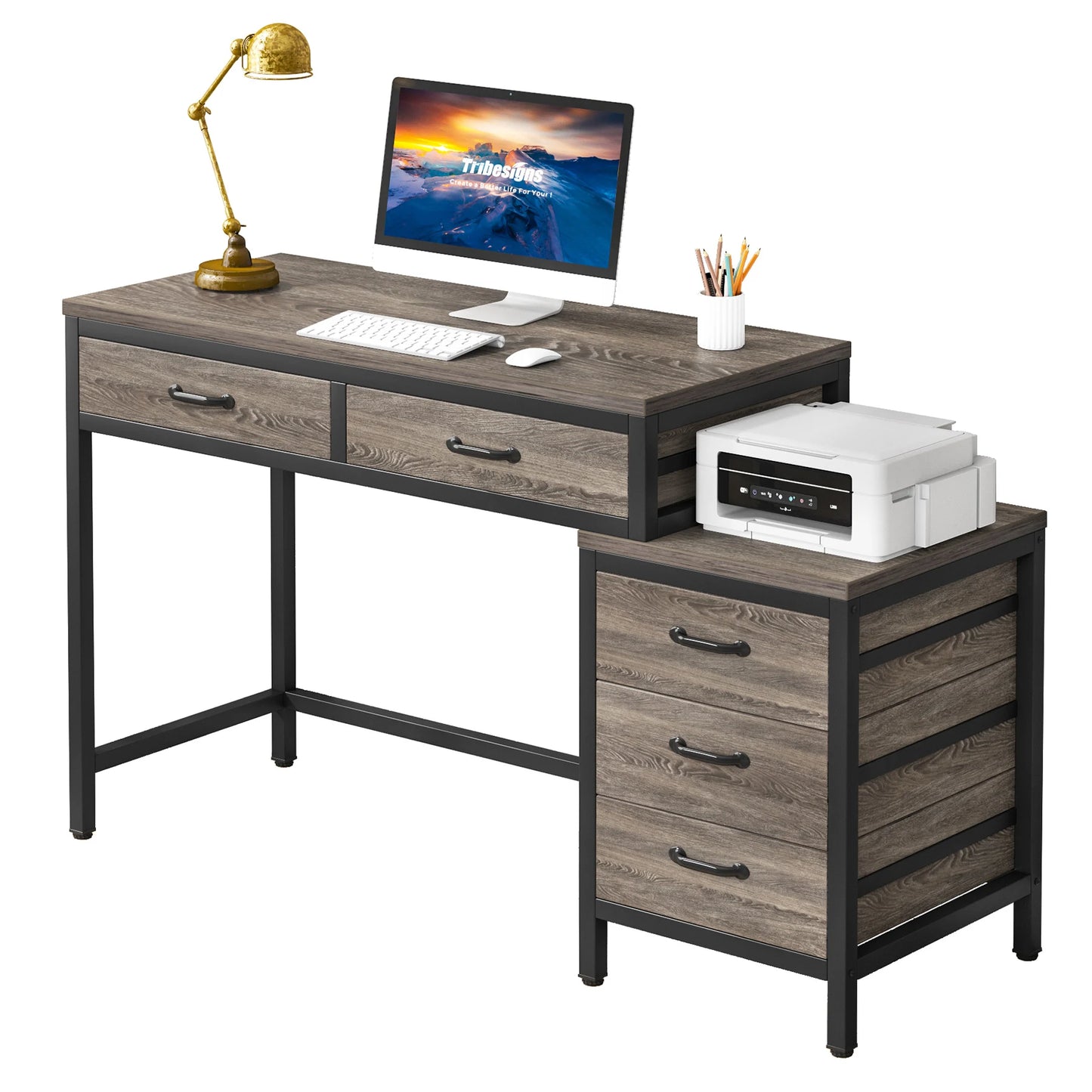 Tribesigns Computer Desk with 5 Drawers, Home Office Desks