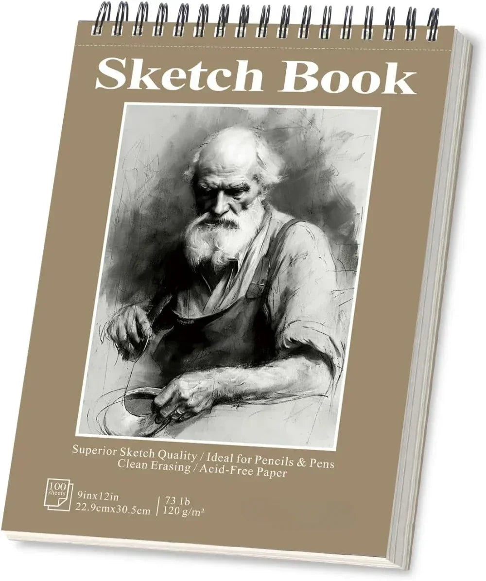 Sketchbook - 9"x12" spiral bound drawing board, 1 pack of 100 sheets