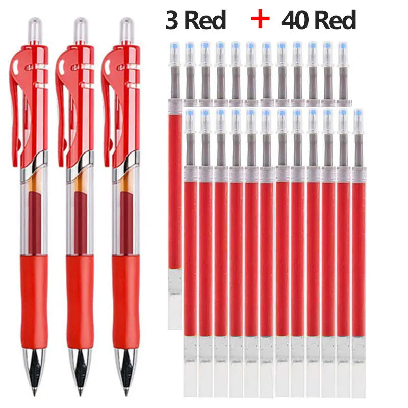 43 PCS Gel Pens & Refills Set Black/red/blue ink 0.5 mm