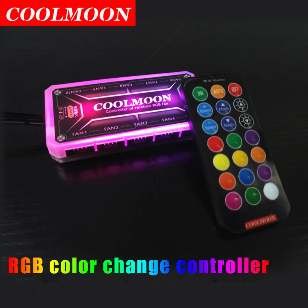 COOLMOON RGB DC12V 5A LED Color Intelligent Fan Remote Controller
