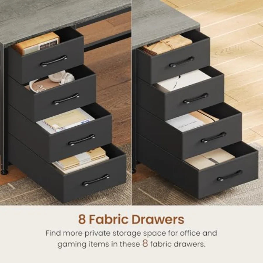 94.5 2 Person Gaming Desk Long Office Computer Desk with 8 Drawers